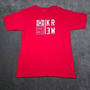 KR3W Mens Red Graphic T-Shirt Large Short Sleeve Cotton Skate Streetwear Tee L